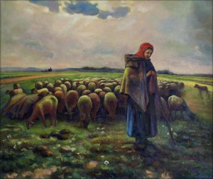 Shepherdess with her flock